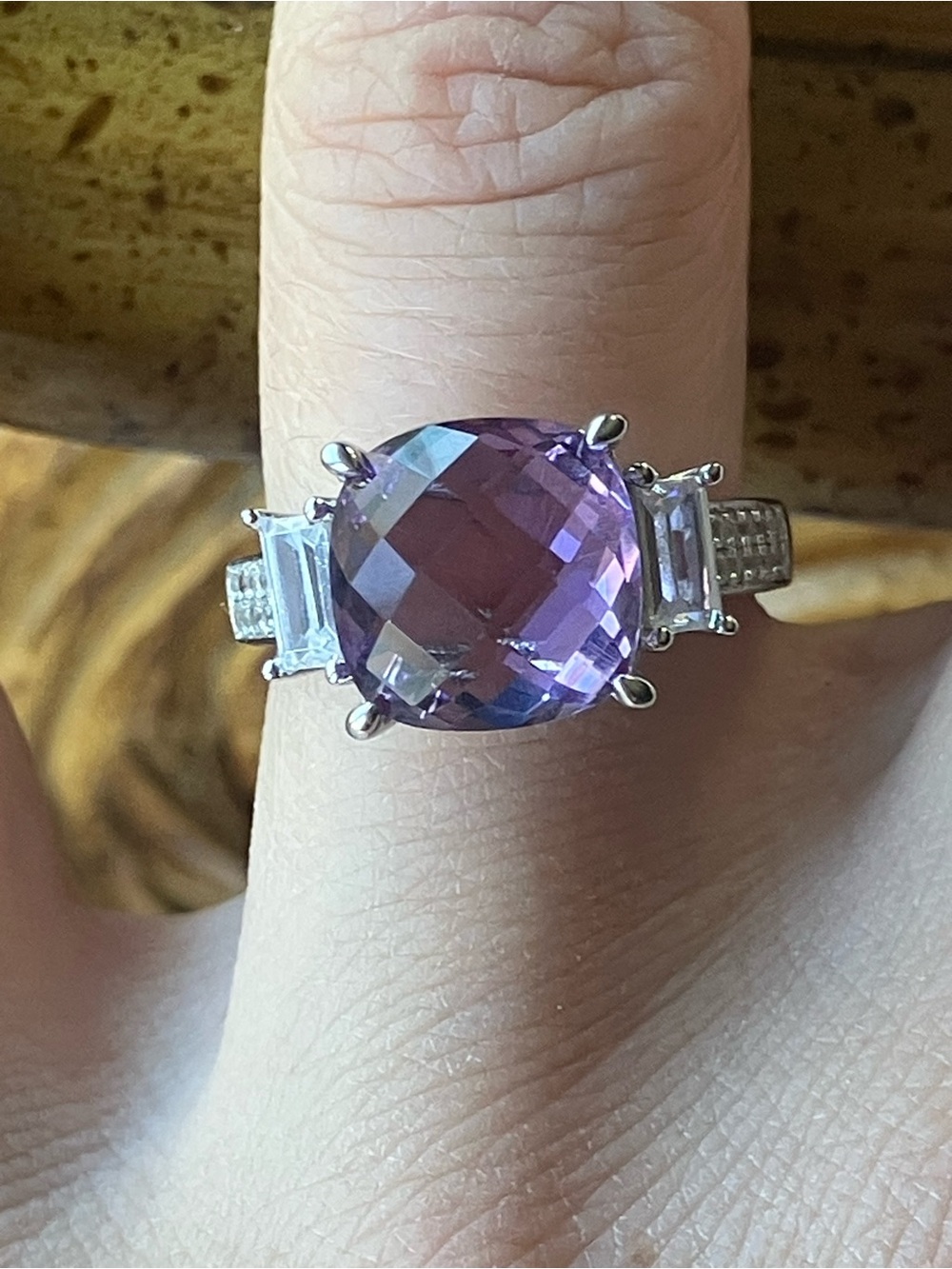 Natural Rose de France Amethyst Sterling Silver Ring Size 6